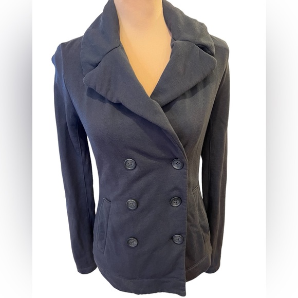 James Perse Blazer Jacket 100% Cotton Double Breasted Gray Size 1 Small - Picture 1 of 11